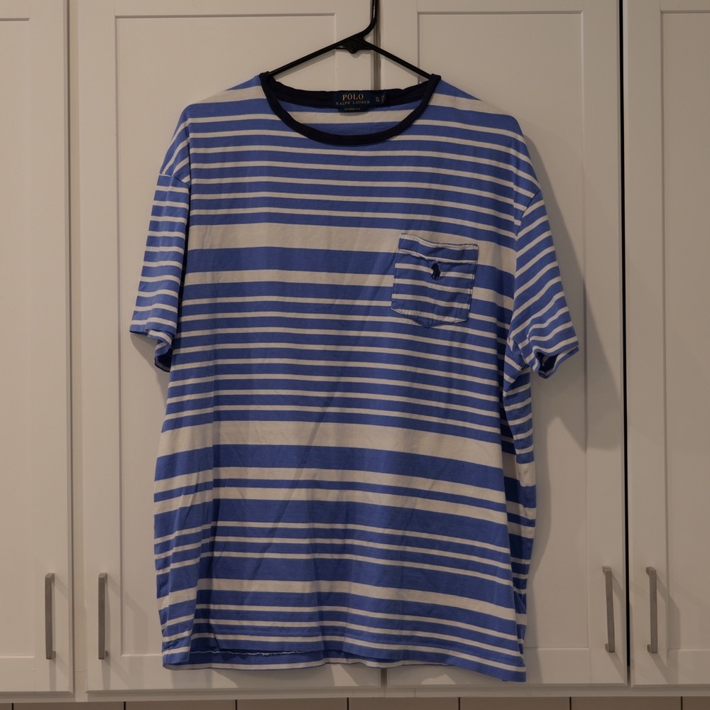 Men’s Polo Ralph Lauren Striped Collarless Short Sleeve Polo - Size XL​